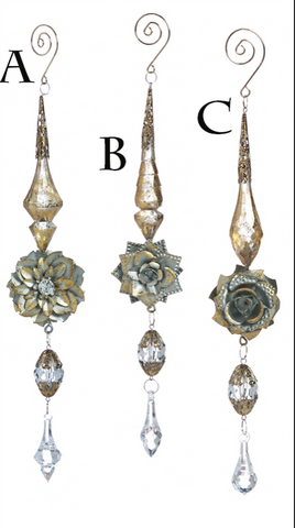 Antique Metal Flower Tiered Ornament