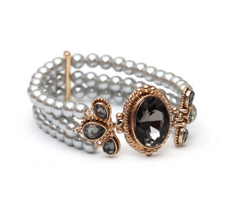 Grey Pearl and Pendant Bracelet