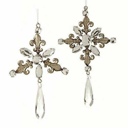 Fleur-de-lis Dangle Orn S/2