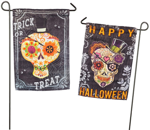 Halloween Chalk Skull Garden Sub Suede Flag