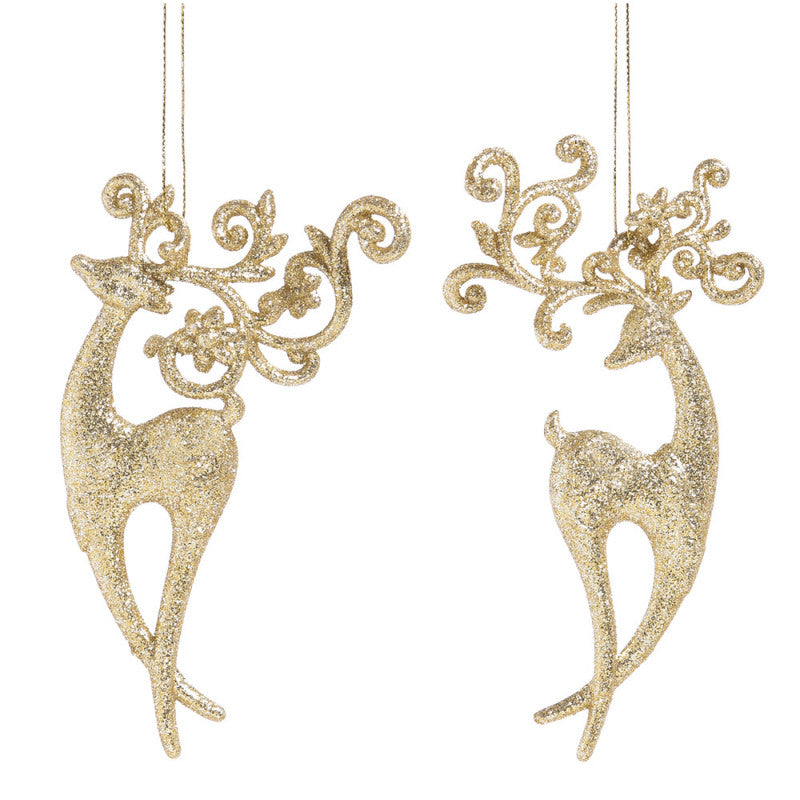 Plastic Gold Reindeer Ornament