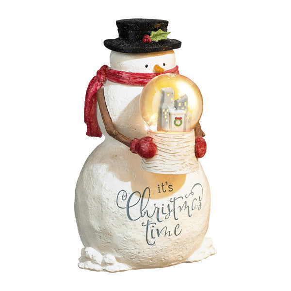 Snowman With Light-Up Snowglobe Figurine