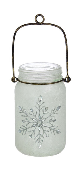 Snowflake Glass Mason Jar