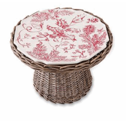 Holly / Toile Cake Plate on Willow Hold