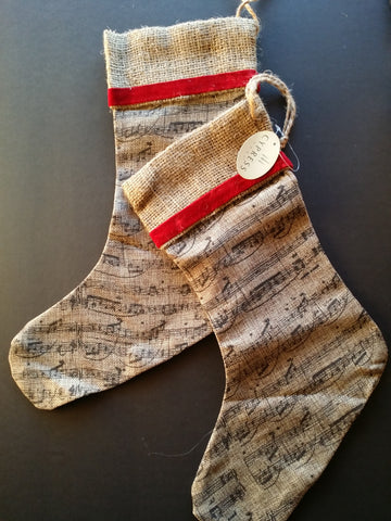 Burlap music note stocking